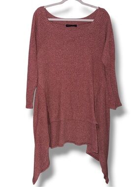 Miracle Berry drop shoulder handkerchief hem sweater